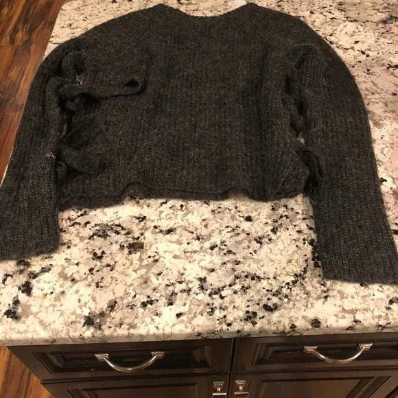 ASTR The Label Lexie Side Tie Sweater Wool Blend Graphite Gray S - Picture 3 of 8